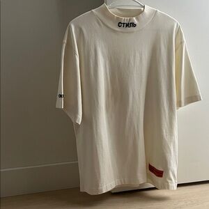 Heron Preston Cream Short-Sleeve Logo Tee